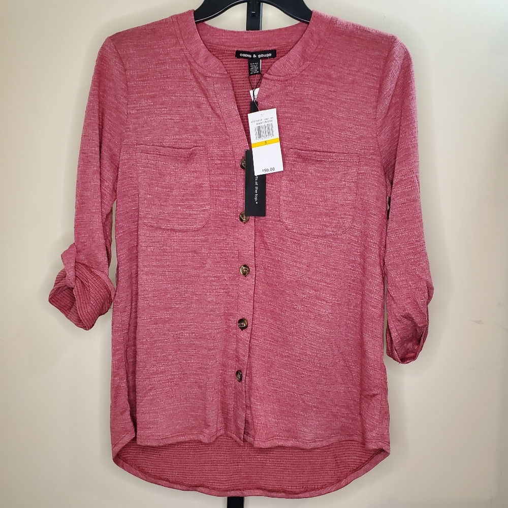 Cable & Gauge Pink Button Down Long Sleeve Large - Picture 2 of 9